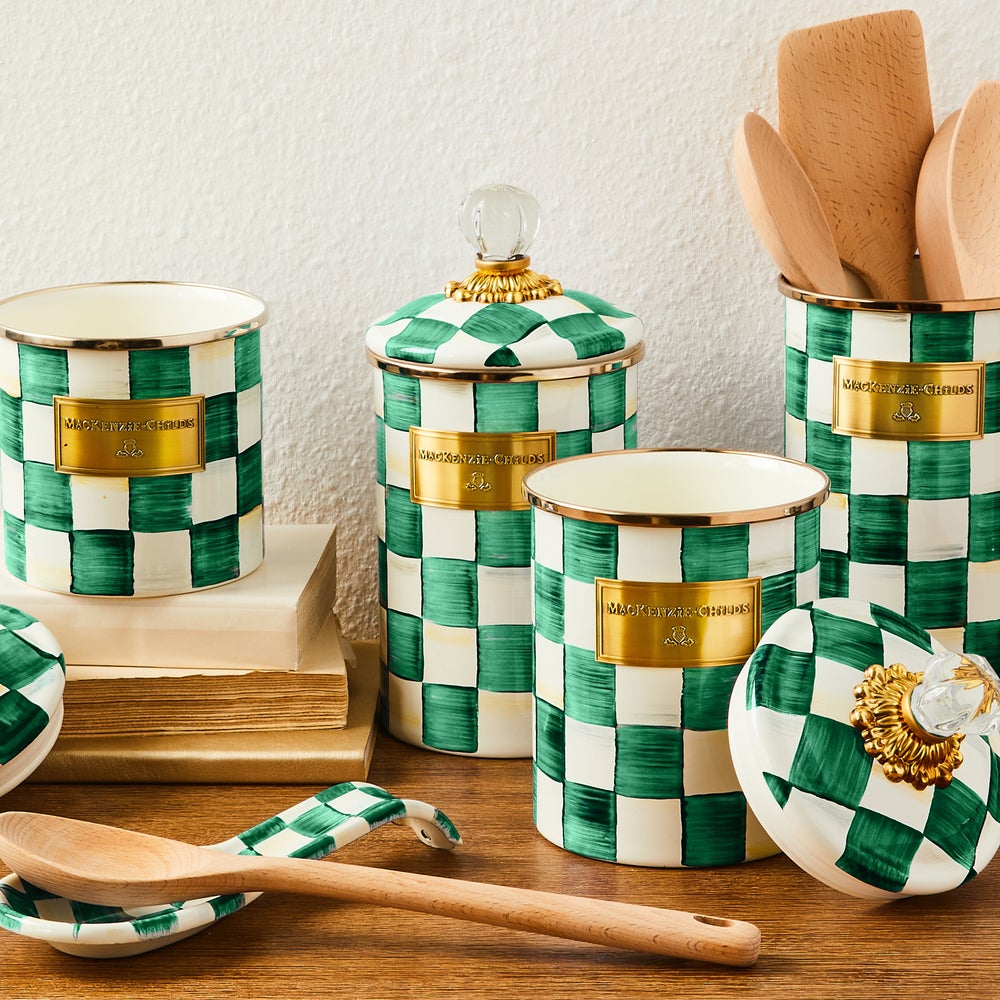 Emerald Check Enamel Canisters - Image 18