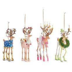 MACKENZIE-CHILDS Mackenzie-chilllds Patience Brewster Dash Away Reindeer Ornament Set-B