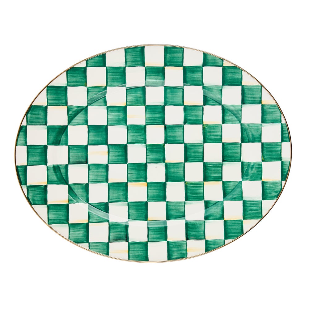 Check Enamel Oval Platter - Image 10