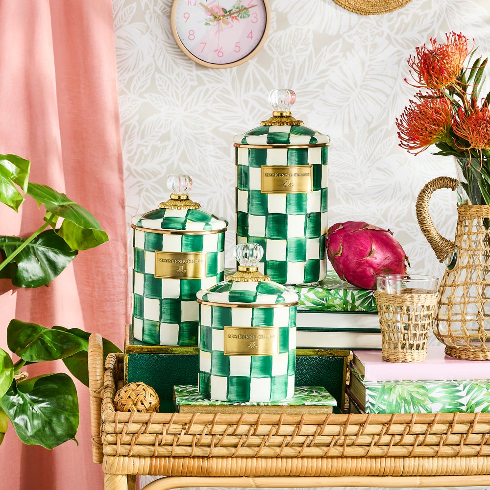 Emerald Check Enamel Canisters - Image 5