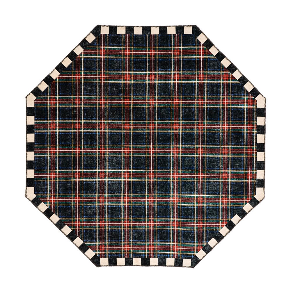 Mackenzie-chilllds Stewart Tartan Black 6′ Octagon Washable Rug