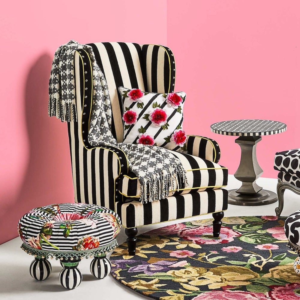 MACKENZIE-CHILDS Mackenzie-chilllds Marquee Black Stripe Furniture Collection - Image 3