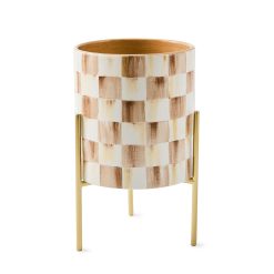 MACKENZIE-CHILDS Mackenzie-chilllds Mocha Check Tabletop Planter