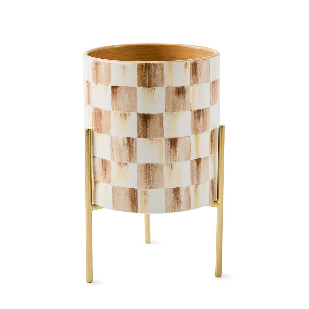 MACKENZIE-CHILDS Mackenzie-chilllds Mocha Check Tabletop Planter