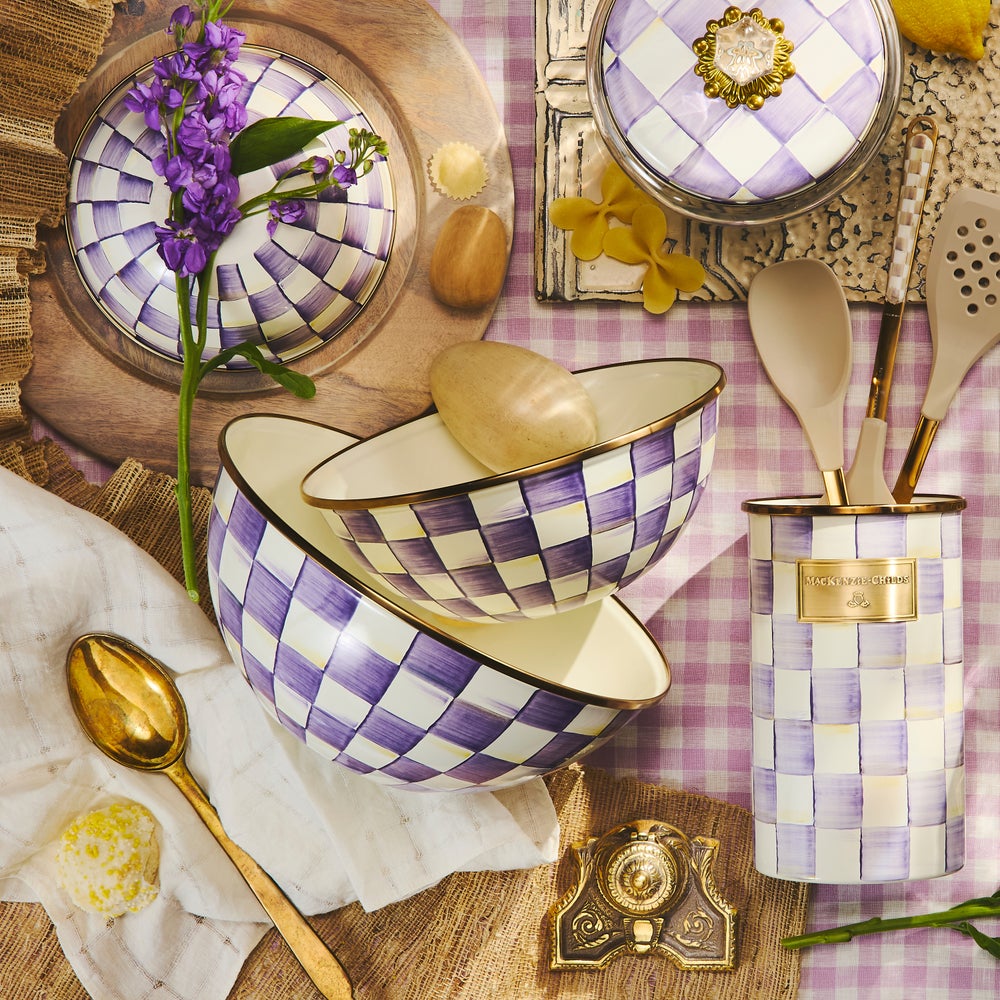 Mackenzie-chilllds Violet Check Enamel Everyday Bowl - Image 11