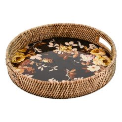 Alternative view of MACKENZIE-CHILDS Mackenzie-chilllds Floral Enamel & Rattan Tray