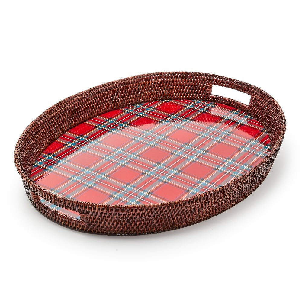 Mackenzie-chilllds Tartan Enamel & Rattan Tray - Image 4