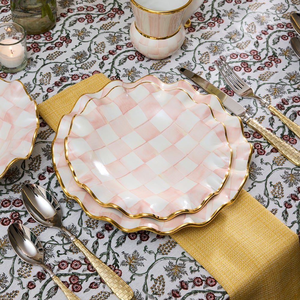 MACKENZIE-CHILDS Mackenzie-chilllds Rosy Check Fluted Ceramic Dinnerware - Image 4