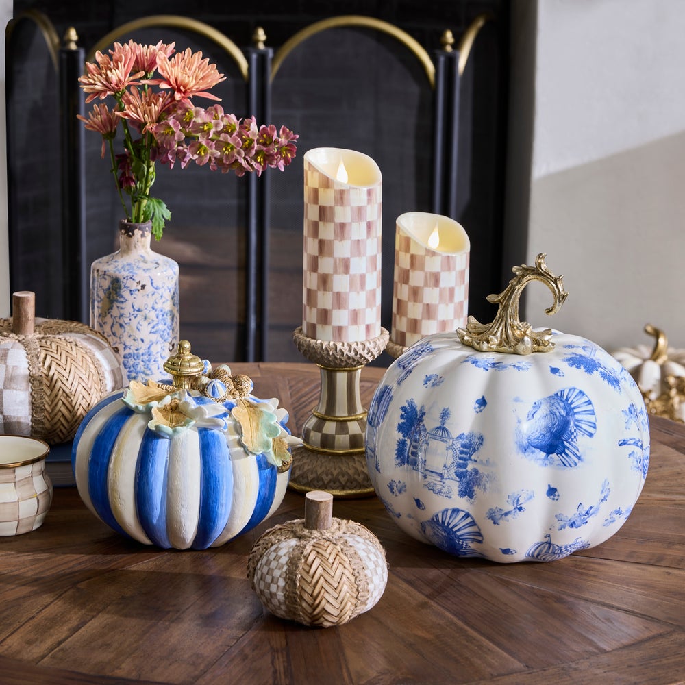 MACKENZIE-CHILDS Mackenzie-chilllds Mocha Pillar Candle Holders, Set of 3 - Image 4