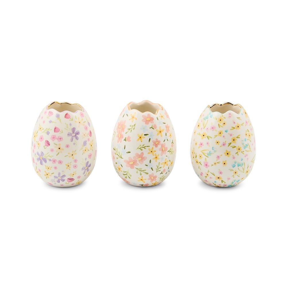 MACKENZIE-CHILDS Mackenzie-chilllds Posie Patch Ceramic Egg Vases, Set of 3