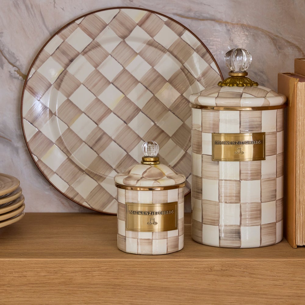 MACKENZIE-CHILDS Mackenzie-chilllds Mocha Check Enamel Canisters - Image 14