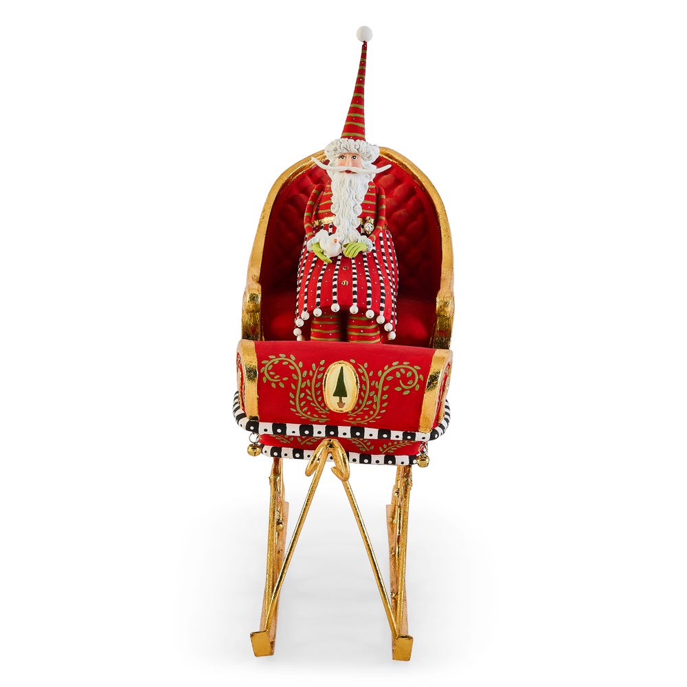 MACKENZIE-CHILDS Mackenzie-chilllds Patience Brewster Dash Away Sitting Santa & Sleigh Figure Set - Image 3