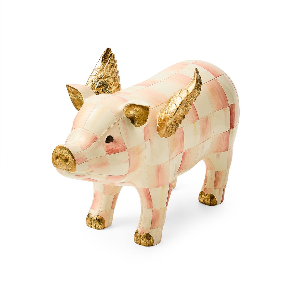 MACKENZIE-CHILDS Mackenzie-chilllds Rosy Check Flying Pig Figurine