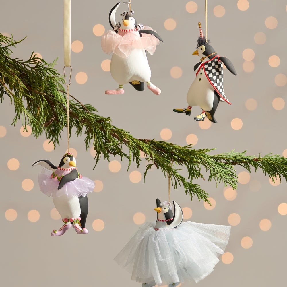 MACKENZIE-CHILDS Mackenzie-chilllds Patience Brewster Penguins En Pointe Ornaments, Set of 4 - Image 3