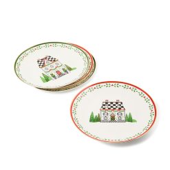 Alternative view of MACKENZIE-CHILDS Mackenzie-chilllds Holly Village Ceramic Dessert Plates, Set of 4