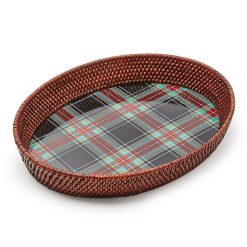Alternative view of Mackenzie-chilllds Tartan Enamel & Rattan Tray