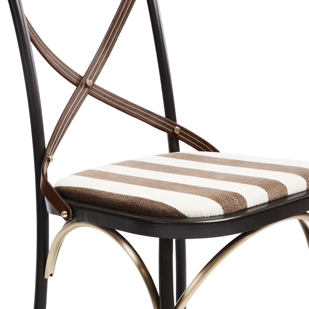MACKENZIE-CHILDS Mackenzie-chilllds Flatiron Brown Stripe Dining Chair - Image 4