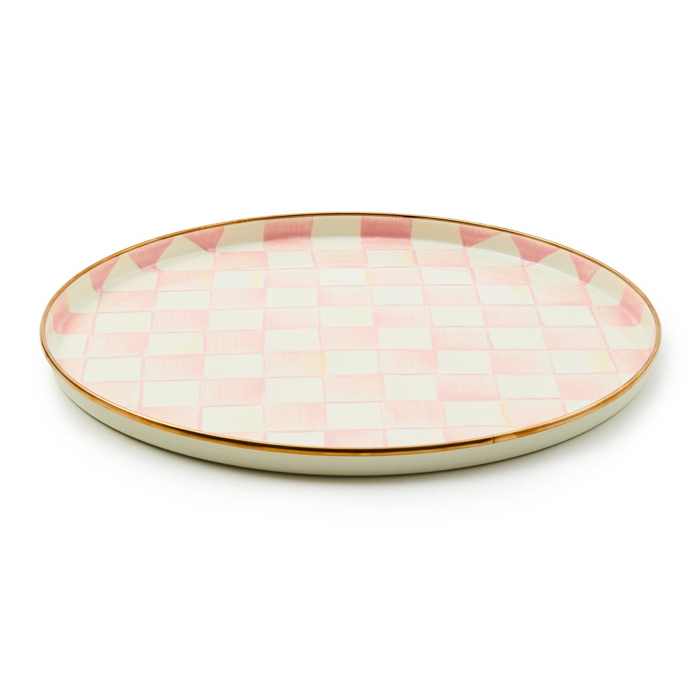 Check Enamelware Round Tray - Image 6