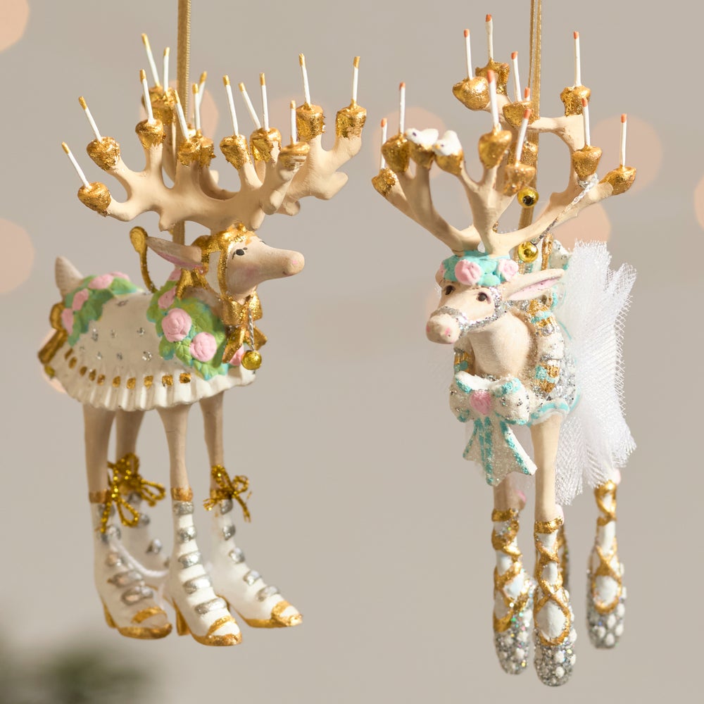 MACKENZIE-CHILDS Mackenzie-chilllds Patience Brewster Moonbeam Reindeer Mini Ornaments Set - Image 5