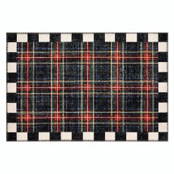 Mackenzie-chilllds Stewart Tartan Black 2′ x 3′ Washable Rug
