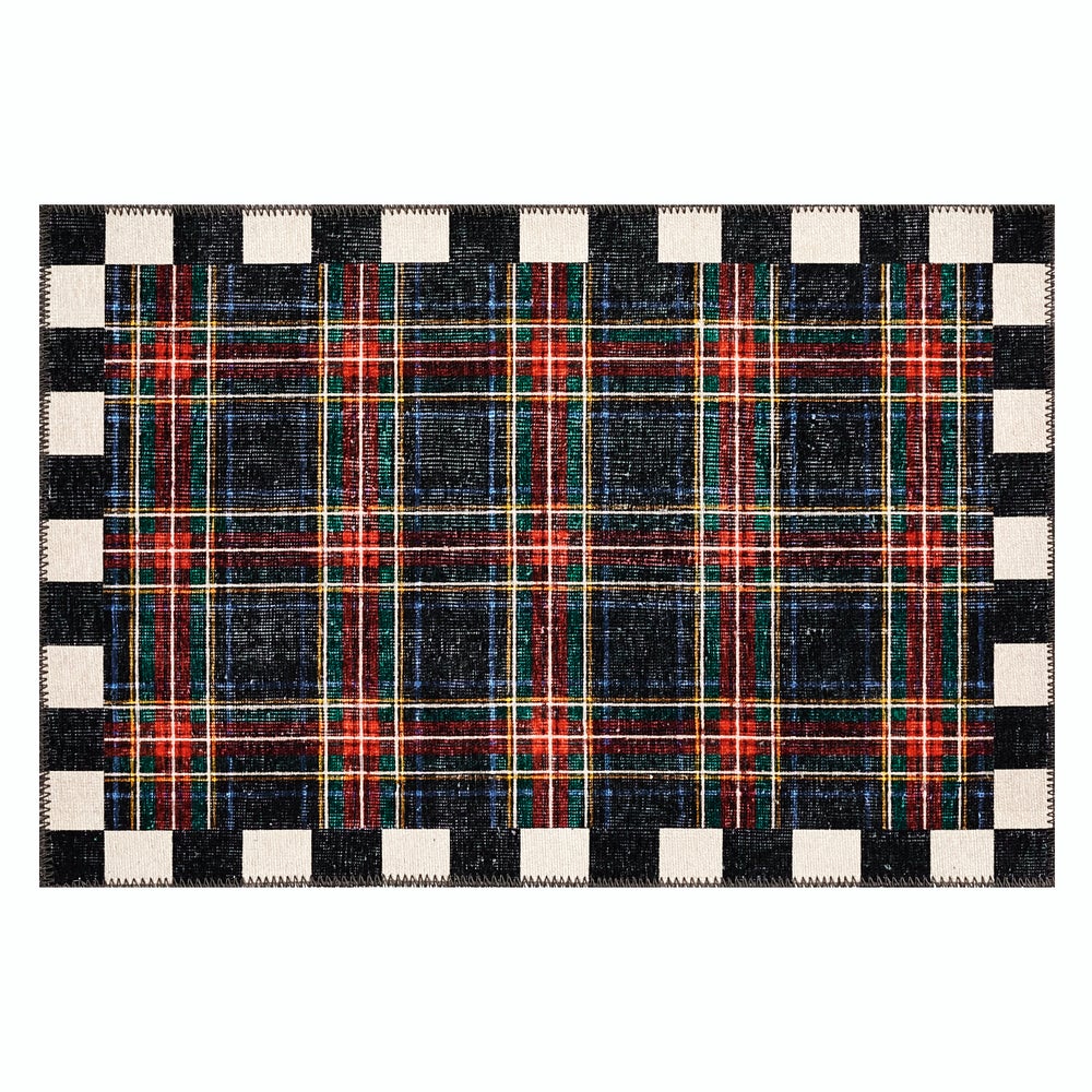 Mackenzie-chilllds Stewart Tartan Black 2′ x 3′ Washable Rug