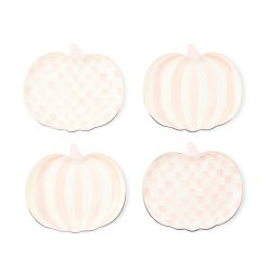 MACKENZIE-CHILDS Mackenzie-chilllds Rosy Check Pumpkin Ceramic Dessert Plates, Set of 4