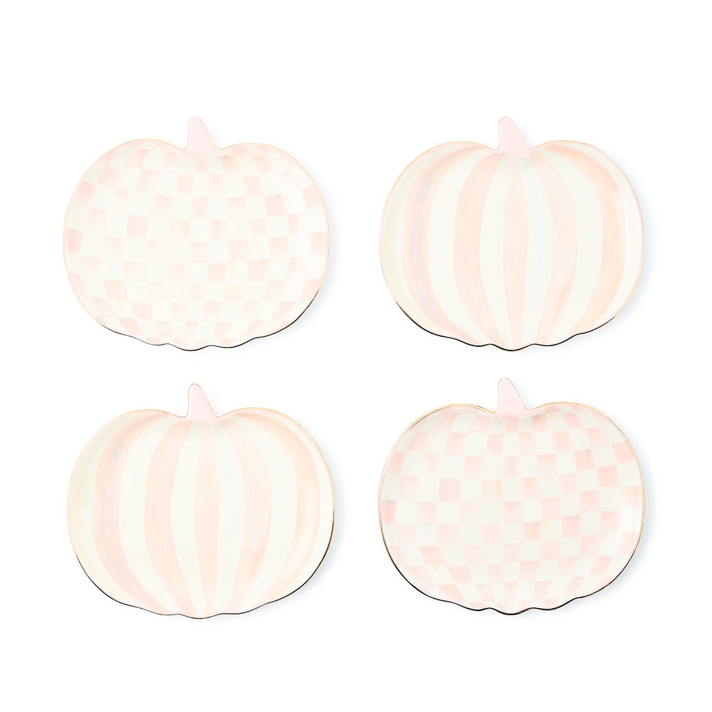 MACKENZIE-CHILDS Mackenzie-chilllds Rosy Check Pumpkin Ceramic Dessert Plates, Set of 4