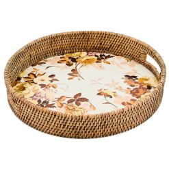 MACKENZIE-CHILDS Mackenzie-chilllds Floral Enamel & Rattan Tray