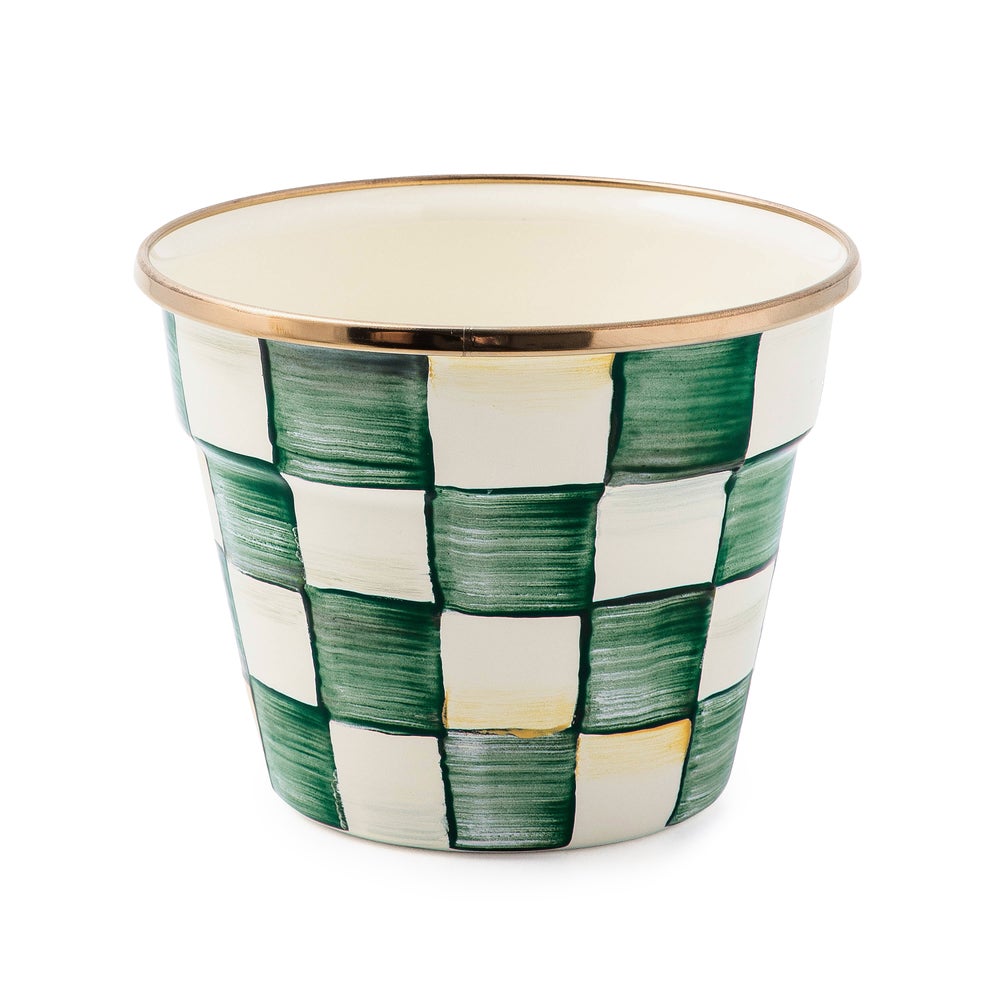 MACKENZIE-CHILDS Mackenzie-chilllds Enamel Check Small Garden Pot - Image 5