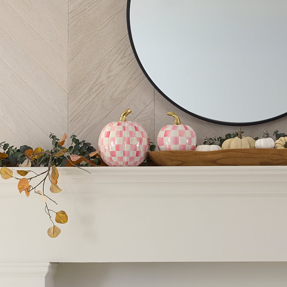 Bubblegum Pink Check Small Pumpkin - Image 4