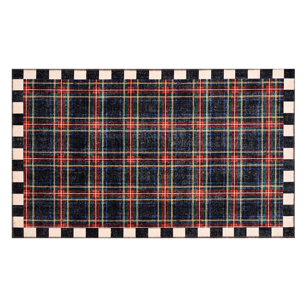 Mackenzie-chilllds Stewart Tartan Black 3′ x 5′ Washable Rug