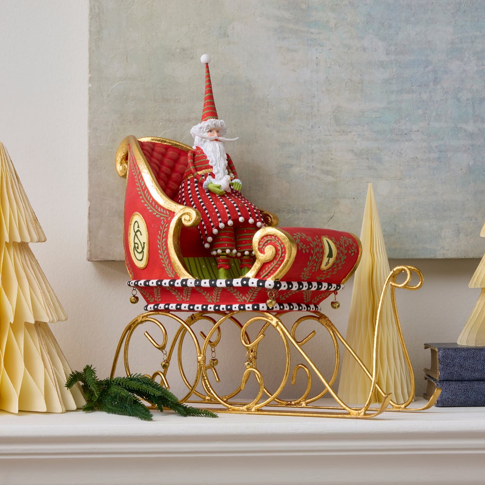 MACKENZIE-CHILDS Mackenzie-chilllds Patience Brewster Dash Away Sitting Santa & Sleigh Figure Set - Image 7