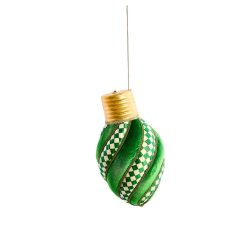 Alternative view of Check It Out Green Check Lightbulb Fabric Ornament