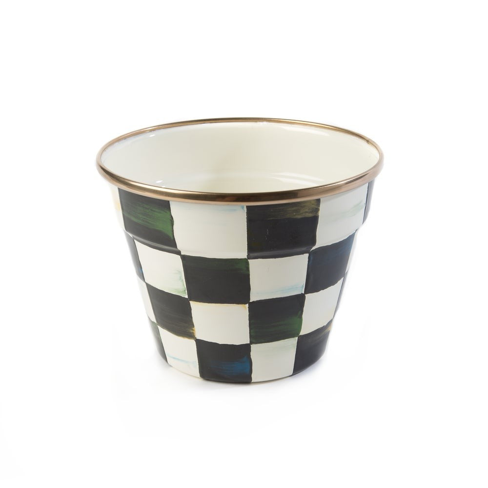MACKENZIE-CHILDS Mackenzie-chilllds Enamel Check Small Garden Pot - Image 3