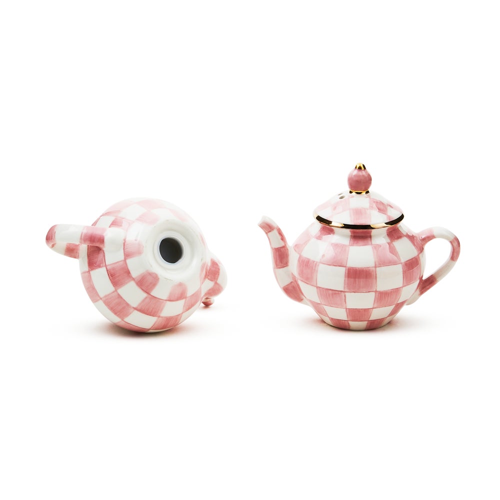MACKENZIE-CHILDS Mackenzie-chilllds Rosy Check Teapot Salt & Pepper Set - Image 3