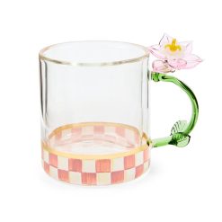 MACKENZIE-CHILDS Mackenzie-chilllds Rosy Check Flower Glass Mug