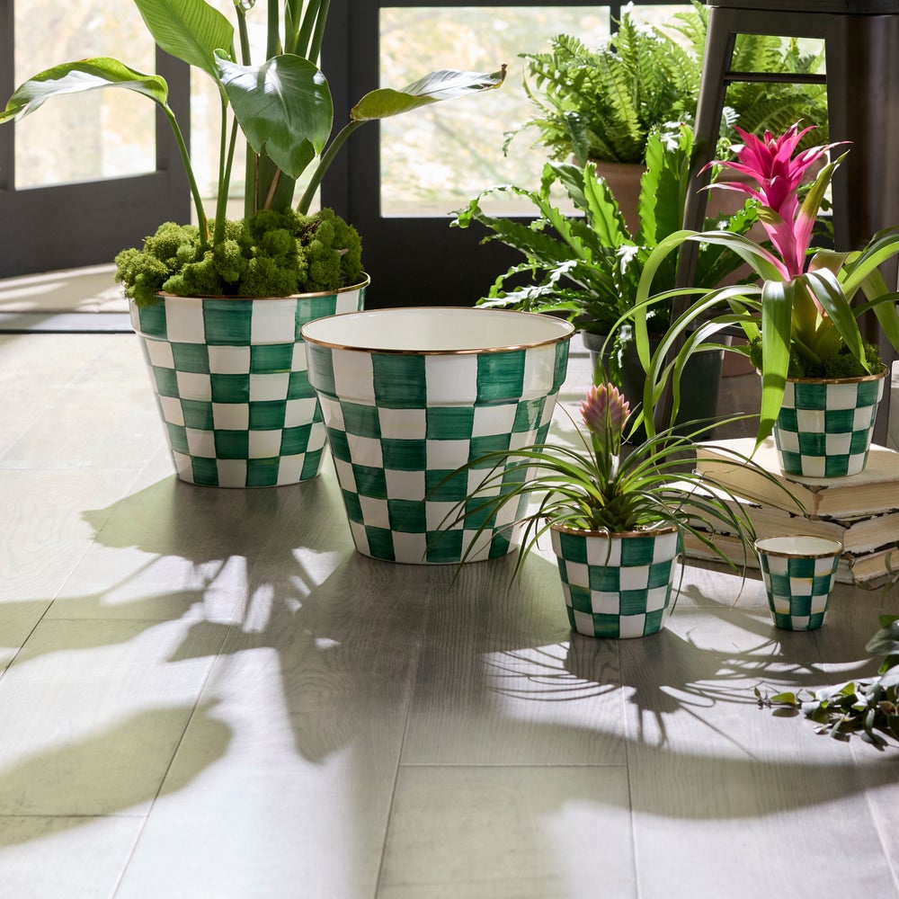 MACKENZIE-CHILDS Mackenzie-chilllds Enamel Check Extra Large Garden Pot