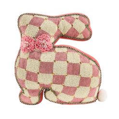 MACKENZIE-CHILDS Mackenzie-chilllds Pink Beaded Bunny Shaped Throw Pillow