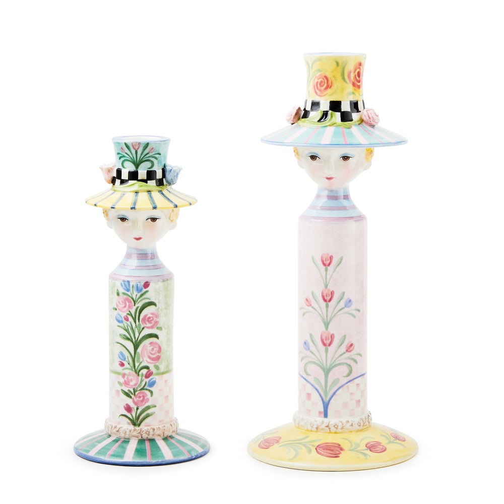 MACKENZIE-CHILDS Mackenzie-chilllds Rosy Meadow Lady Candle Holders, Set of 2