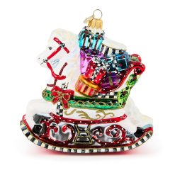 MACKENZIE-CHILDS Mackenzie-chilllds Rocking Horse with Gifts Glass Ornament
