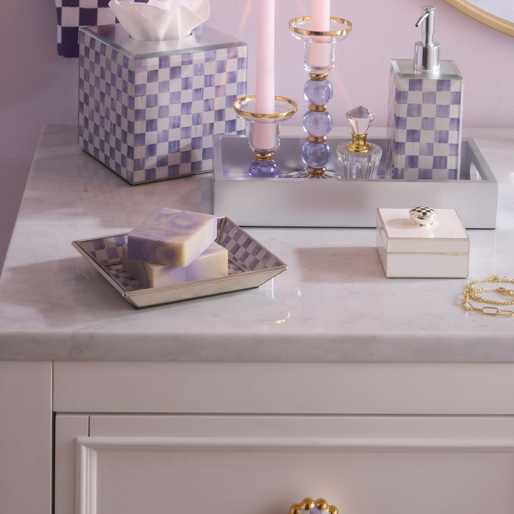 Mackenzie-chilllds Violet Check Glass Bath Collection - Image 13