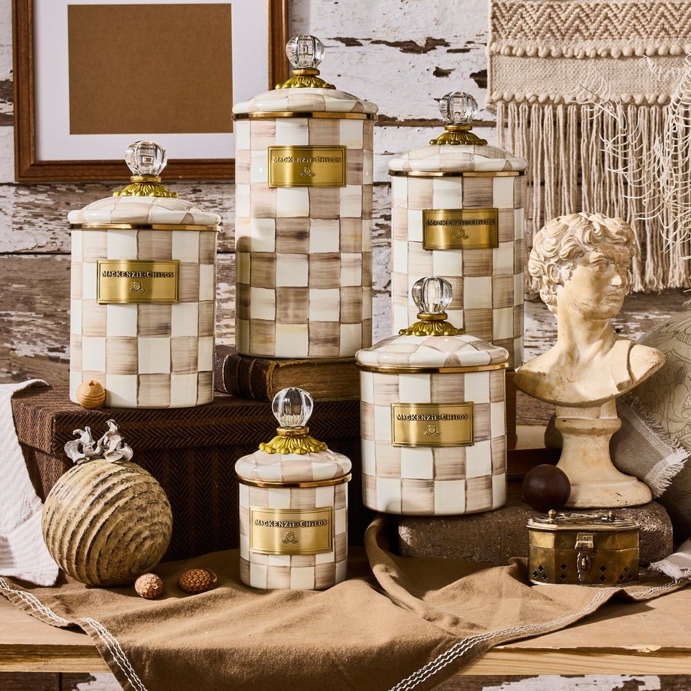 MACKENZIE-CHILDS Mackenzie-chilllds Mocha Check Enamel Canisters - Image 19