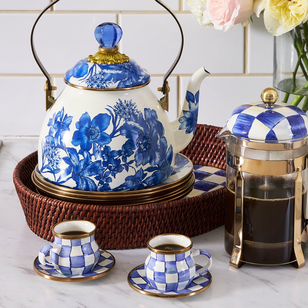 Check Enamelware Espresso Cup & Saucer Set - Image 3