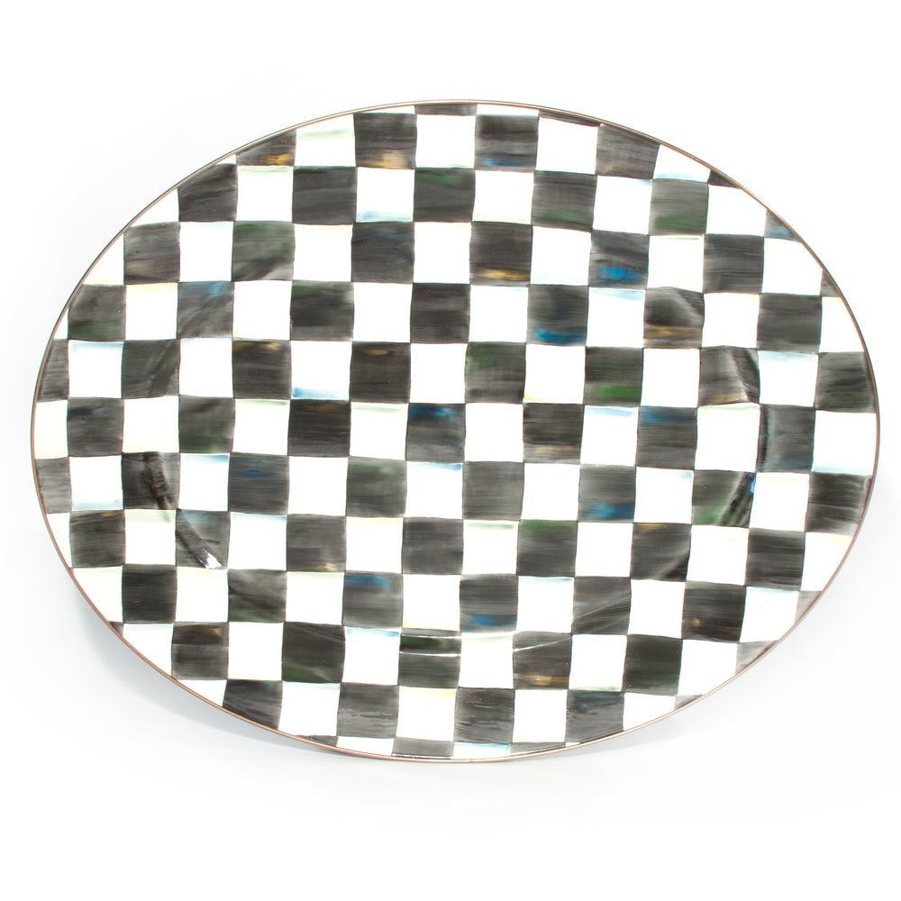 Check Enamel Oval Platter - Image 4