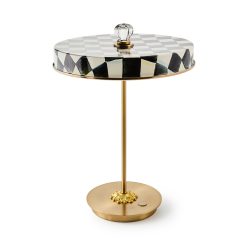MACKENZIE-CHILDS Mackenzie-chilllds Enamel Check LED Disk Table Lamp