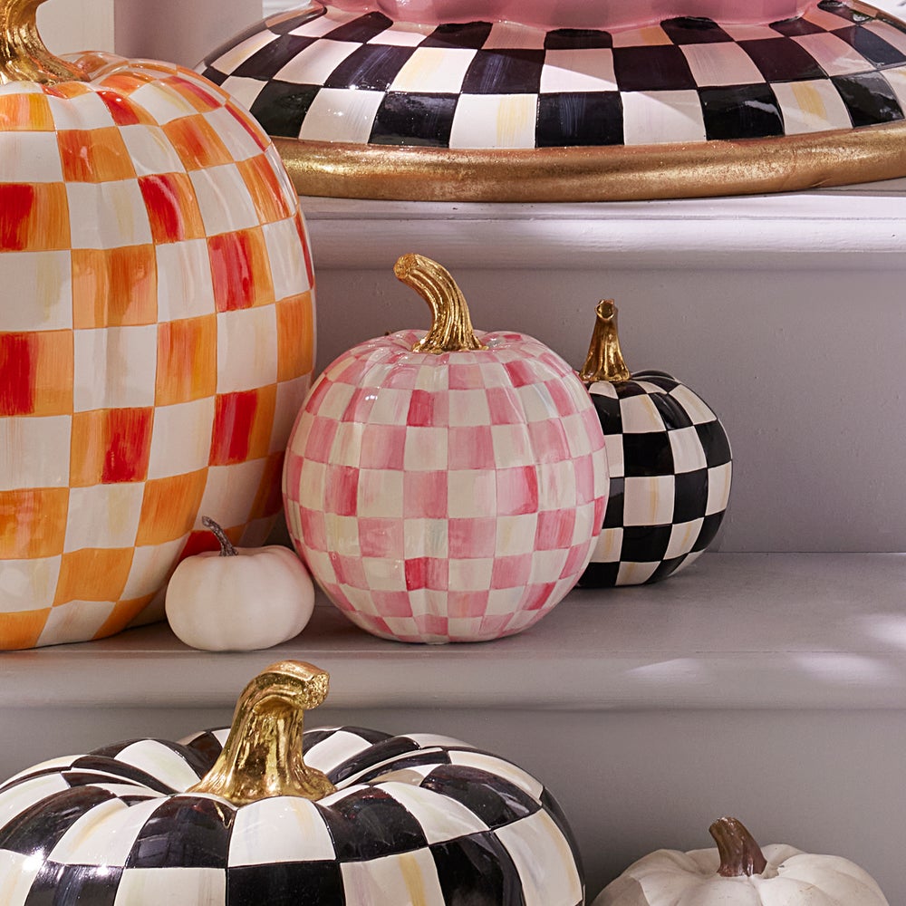 Bubblegum Pink Check Small Pumpkin - Image 3