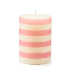 MACKENZIE-CHILDS Mackenzie-chilllds Pink Bands 4?? Pillar Candle