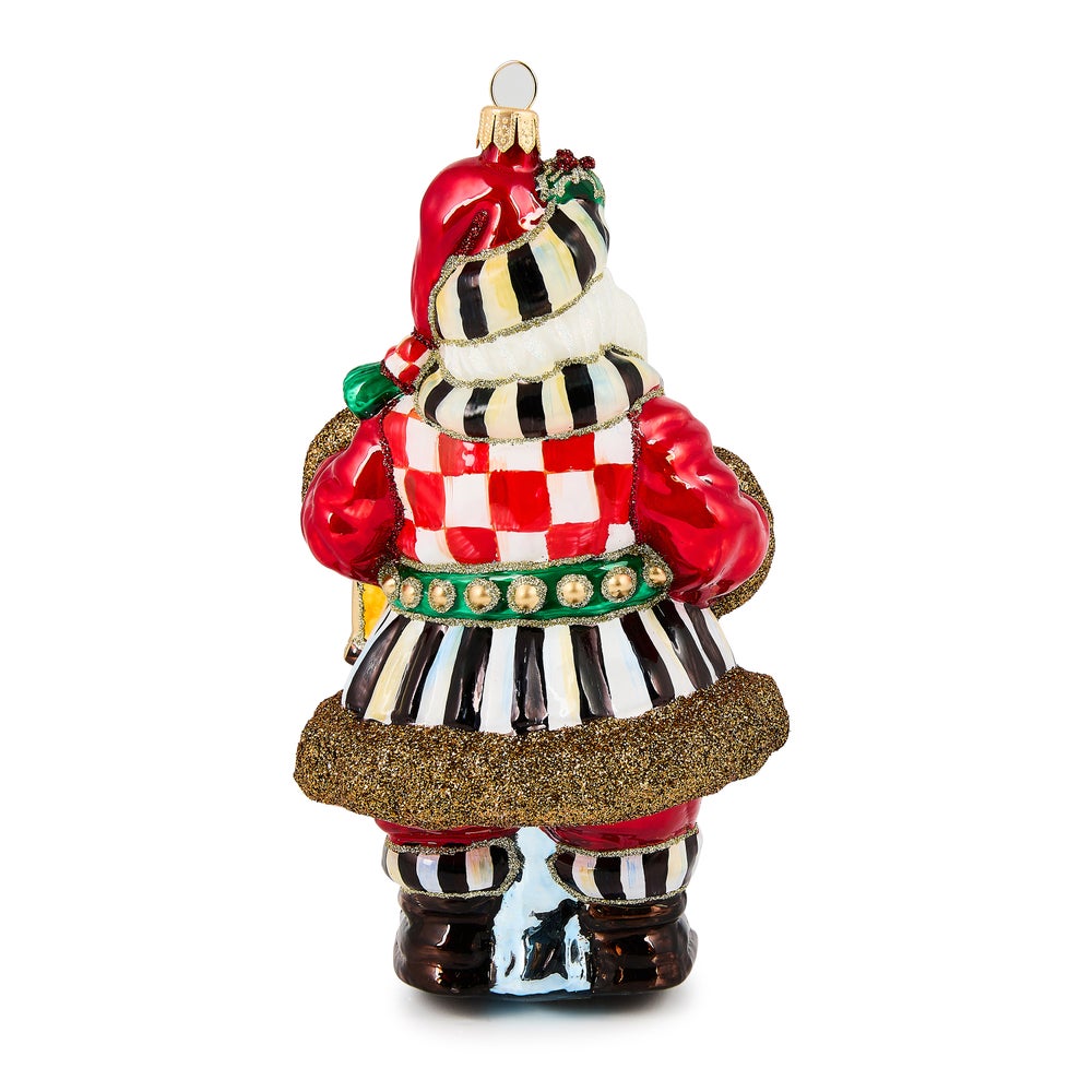 Check It Out Town Crier Santa Glass Ornament - Image 2