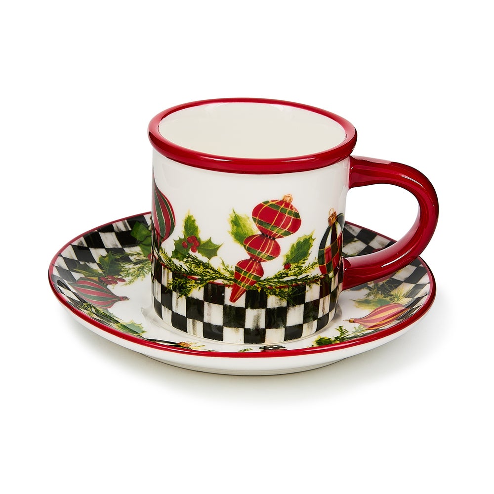 Deck the Halls Espresso Cup & Saucer, Set of 2 - Image 3