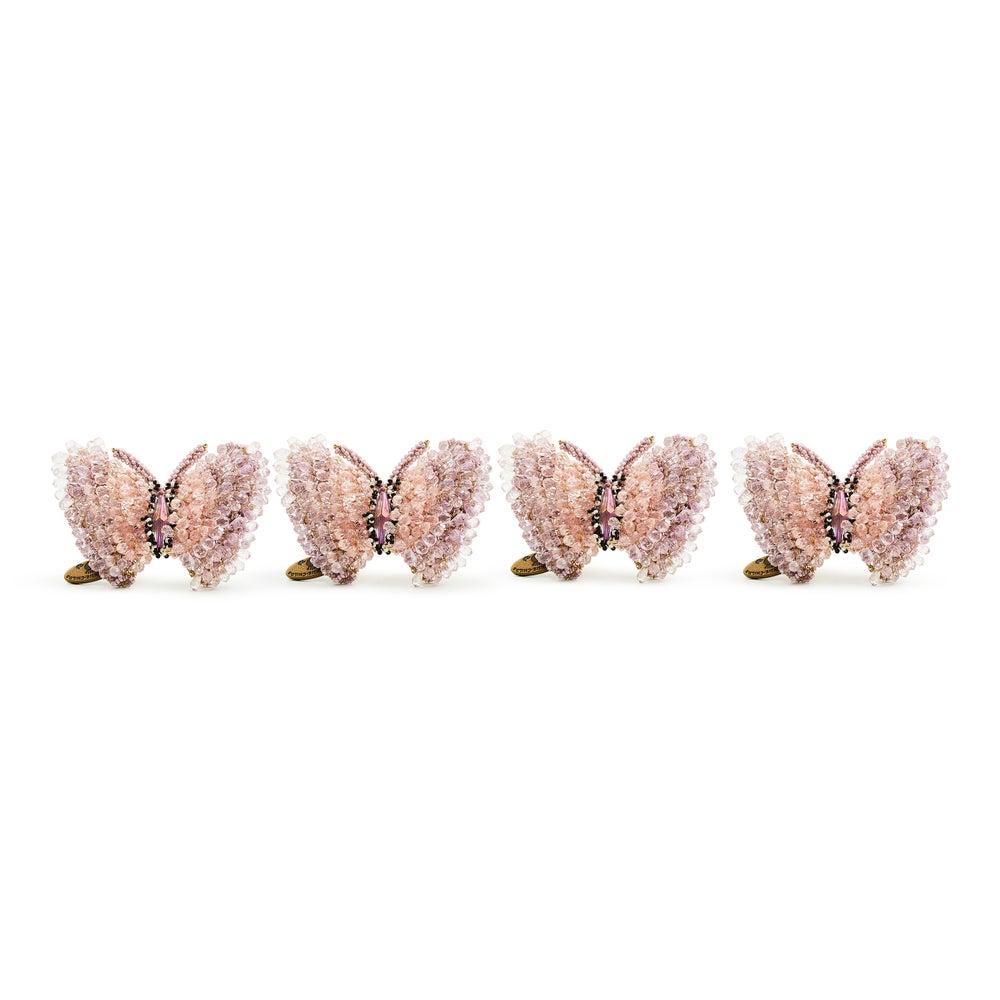 MACKENZIE-CHILDS Mackenzie-chilllds Pink Butterfly Hill Napkin Rings, Set of 4 - Image 4
